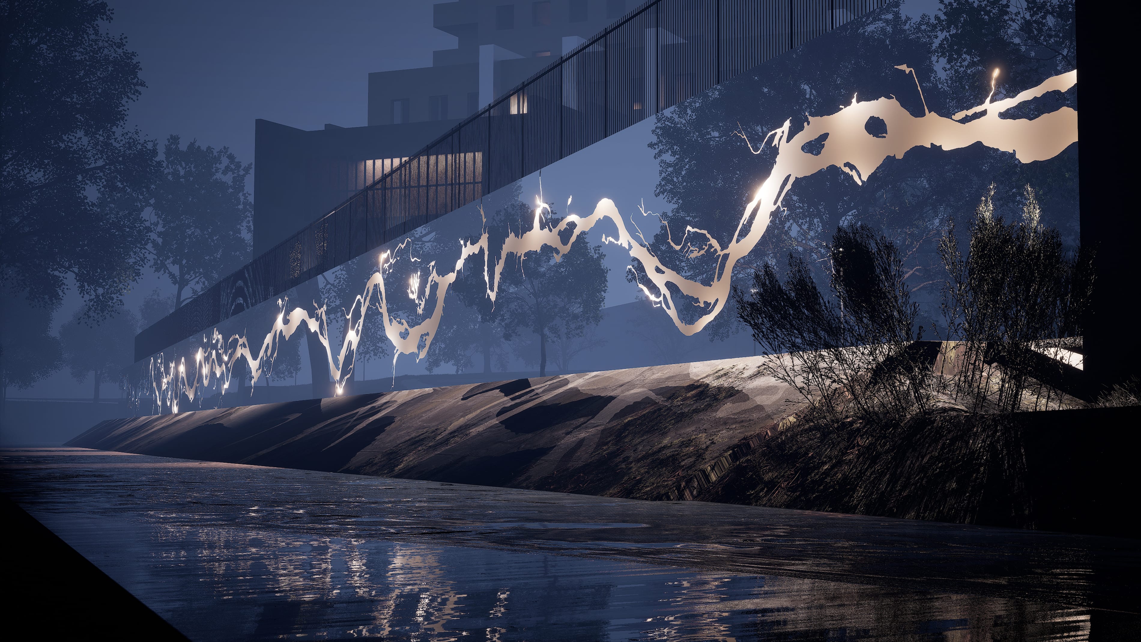 River of light — light installation visualisation for Pochaina park, Kyiv