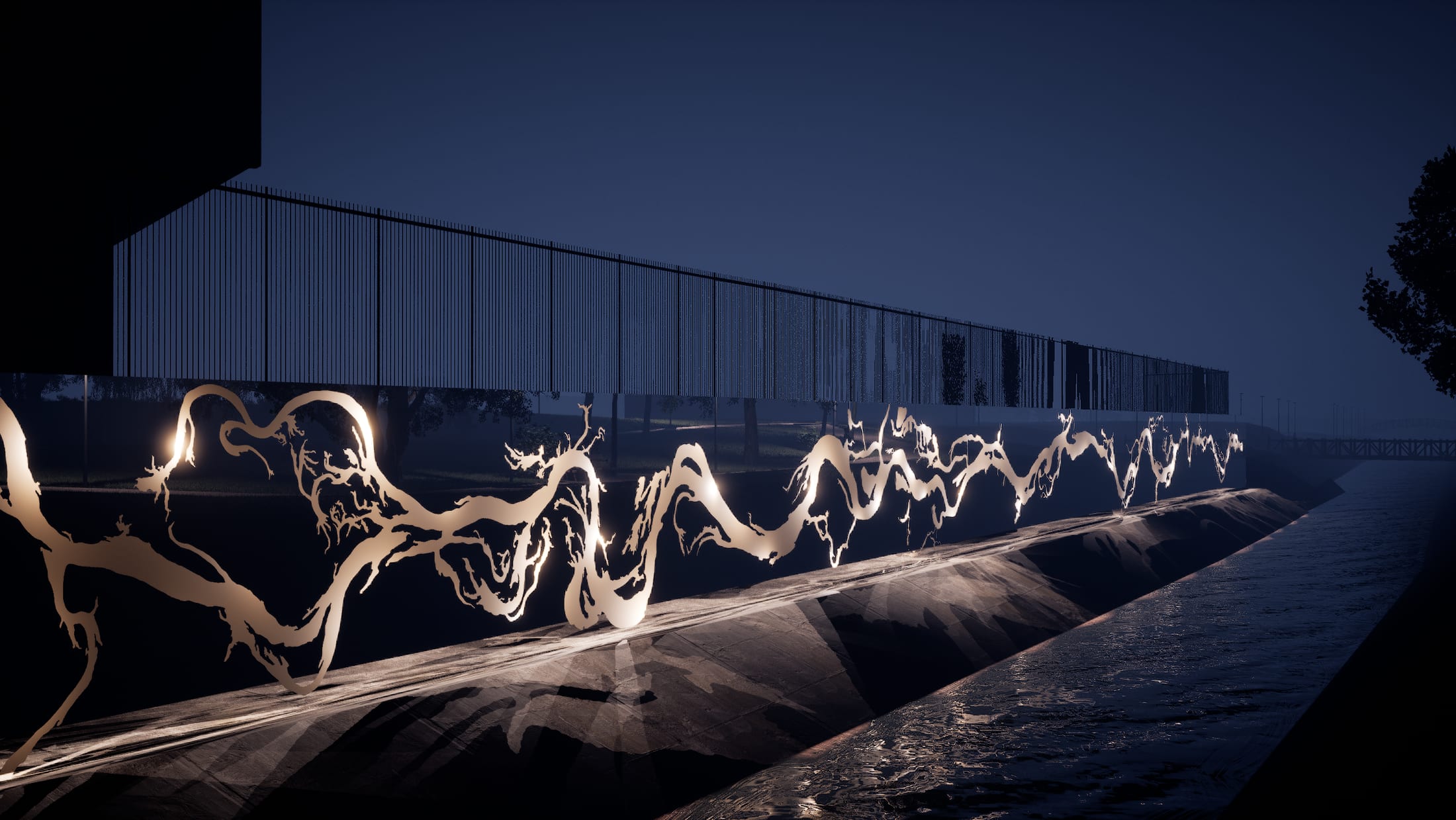River of light — installation visualisation rendered in Unreal Engine 5